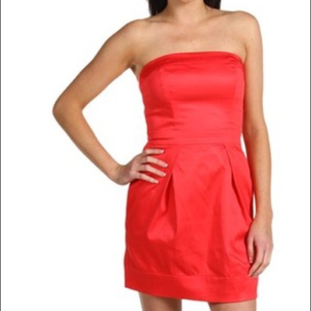 French Connection Coral Red Tube Dress Size 2